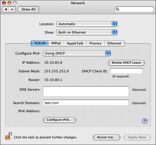 NETWORK SETUP 11 Mac OS 10.4: Choose the local area network (LAN) card type or Built-in Ethernet from the Show menu for the TCP/IP network.