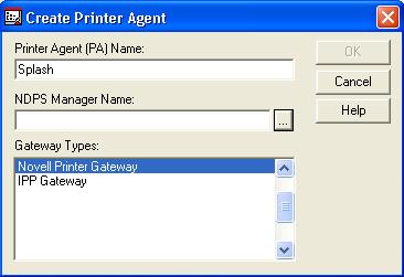 6 Select the Create a New Printer Agent option in the Printer Agent