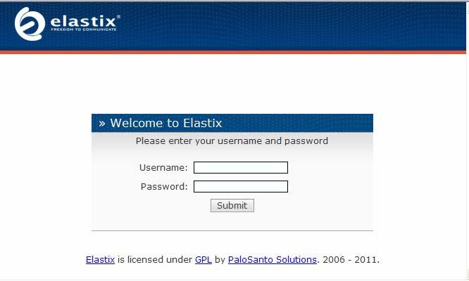 Chapter 4 Configuration and Management of Elastix In the address bar of the browser, enter the IP address of the Elastix system to go into the initial interface of Elastix (see Figure 17).