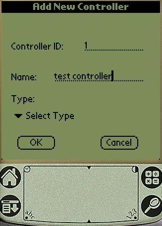 4. Again with the stylus pen, click on the Name field and in the left-hand side of the Graffiti Pad enter the controller name shown below: Write Controller Name here. 5.