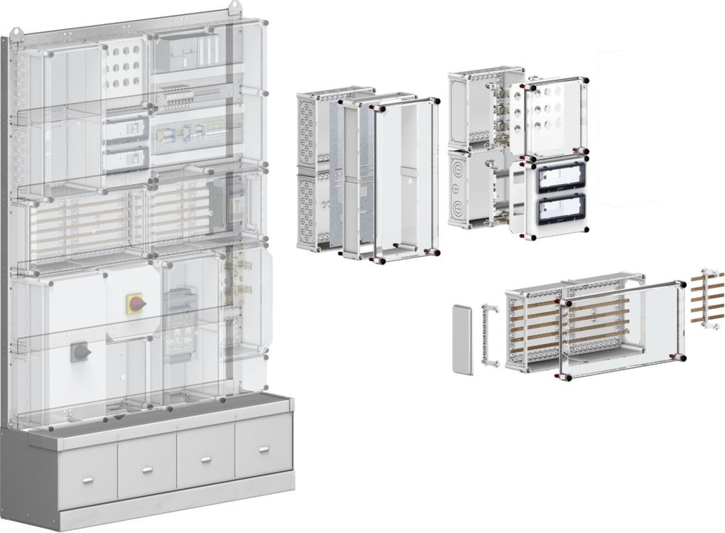 ALPHA 8HP Molded-Plastic Distribution Systems Introduction Overview 2 3 14 4 6 14 5 i201_18410a 1 1 Support rack with cable space cover 17 3VL molded case circuit breakers 52 Meter enclosures 58 3NP1