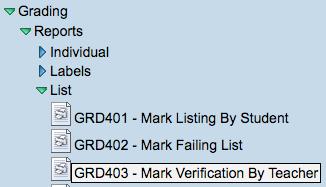 8 On the GRD403 Report Interface, clear out anything that might be in the Last Name, First Name or Section ID fields.