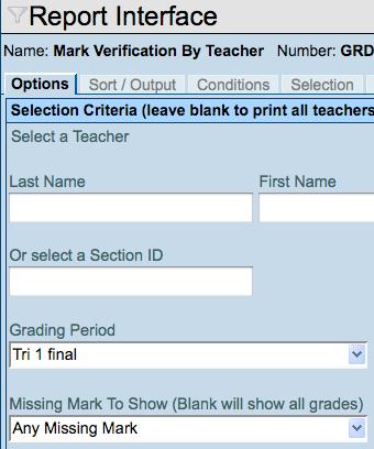 When all grades have been entered for this reporting period, Update Absences must be run to update attendance.