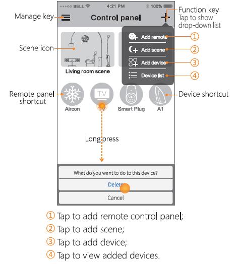 If configuration failed, reset the device. * Once the e-control detected the device, the eremote will automatically displayed on the Device list.