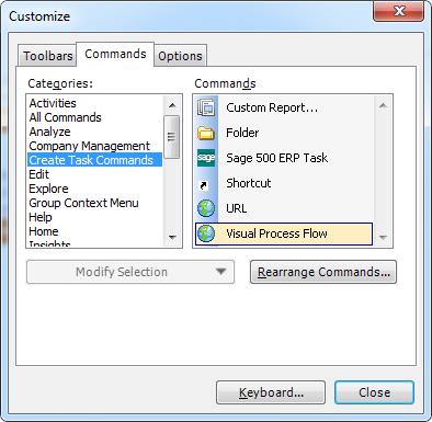 Working with Visual Process Flows Changing Desktop Users Visual Process Flows are very similar to Sage 500 ERP menus; in fact both the menus and Visual Process Flows use the same internal mechanisms