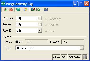 Generating Select Reports menu > System Activity Log. Purging Periodically, purge the System Activity Log to keep it a manageable size.