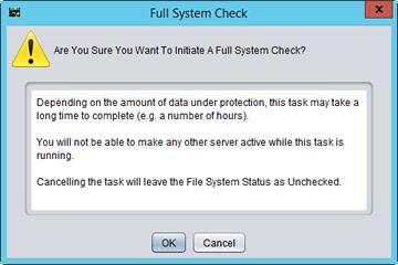 A Caution message opens and asks Are You Sure You Want To Initiate A Full System Check?