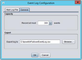 Other Administrative Tasks Figure 141: Event Log Configurations: General The length of the event list can also be adjusted using the Record At Most option.