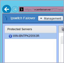 Management Service. To view the status of a protected server, simply select the intended protected server.