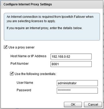 Administrator's Guide 1. Select Configure an Internet Proxy Server for Licensing from the Management > License drop-down menu. 2.
