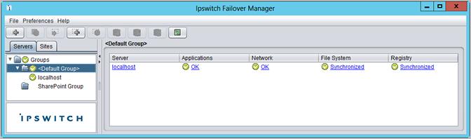 Figure 87: Ipswitch Failover Servers Overview page The status hyperlinks in the overview page link to pages that provide more specific, related information and management controls.