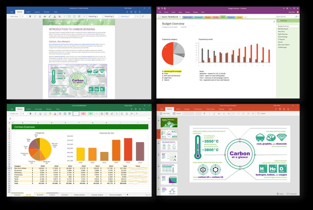 Using the Office mobile apps (Word, Excel, PowerPoint, OneNote) on Window 10 tablets and phones For Word, Excel, and PowerPoint: 1. Click on the Word, Excel, PowerPoint apps 2.