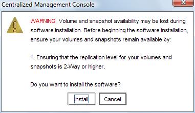 NOTE: If volumes were online, then the CMC waits for those volumes to resync before the patch installation can complete successfully.