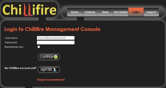 On the menu press Chillifire, then Registration. You now need to press the Register this Router button. 2. Next you will see the Chillifire login screen.
