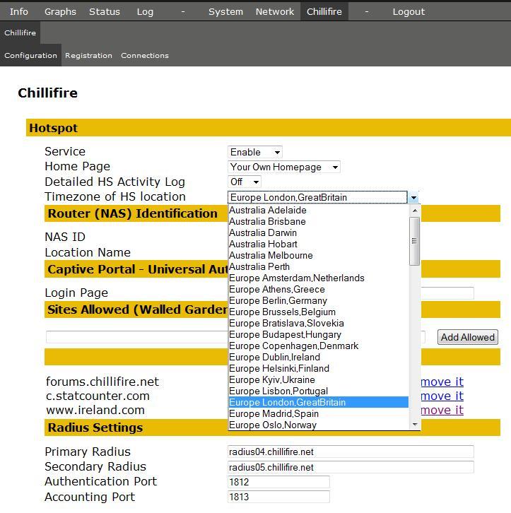 Router Configuration This section describes how to change some configuration settings of the Chillifire Hotspot.