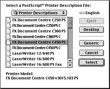 the Chooser, then click [Setup]. This automatically searches for the printer and sets the PPD file.