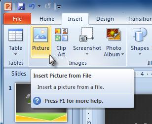 Inserting a picture from a file 3.
