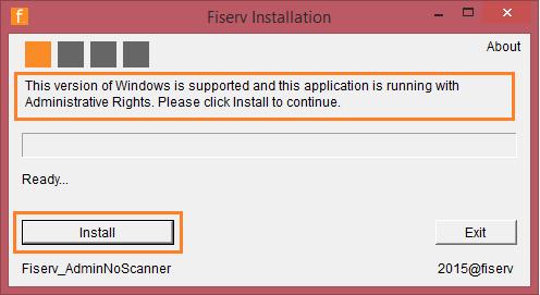 3. The application will verify if the user is an administrator a. If the user is an admin, the button will read Install 4.