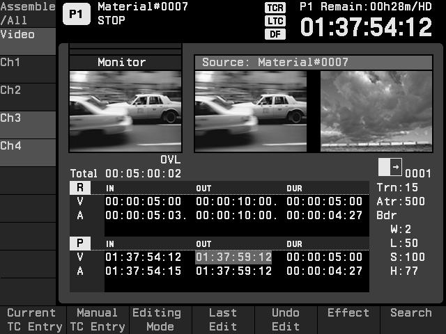 3-3-3 Overview of the Audio Channel Mode This section describes the display items and key assignments when Audio Channel mode is selected in Edit mode.