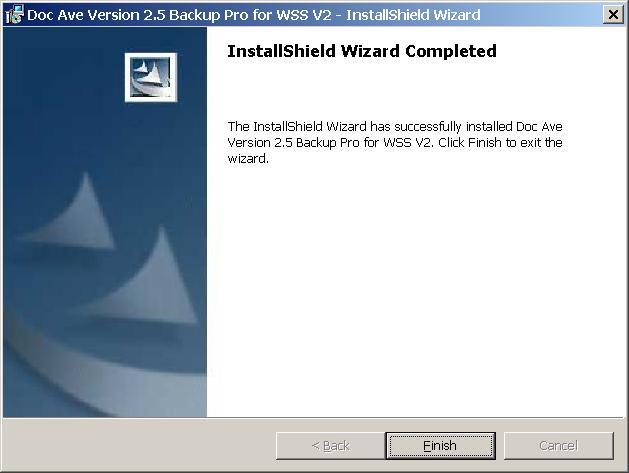 9. Click Finish. This completes the Installation process!