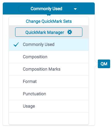 1a. To add a QuickMark to the full paper, click on the paper and select the QuickMark icon from the incontext marking tool. This will allow you to choose a QuickMark to leave on the paper. 1b.