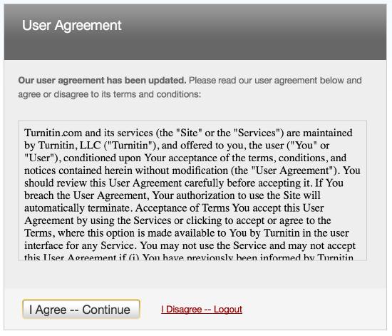 agreement and enter the Turnitin