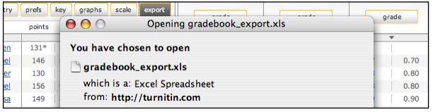 The grade book information can be exported as a Microsoft Excel spreadsheet.