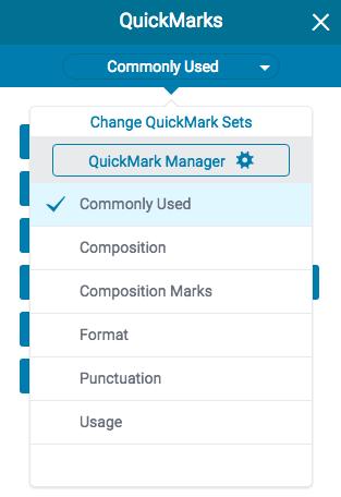 1. Click the QuickMark icon from the online grading toolbar to open the QuickMarks side panel.
