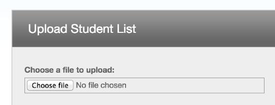 4. Click submi to upload the student list file 5. The student list will be displayed.