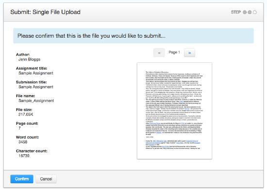 9. To complete the file upload, click on the Confirm button at the bottom of the page. If the wrong file was loaded, click on Cancel and re-submit with the correct file 10.