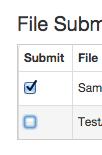 7b. Files can be excluded from the submission by removing the check from the check box to the left of the file name under the Submit column. 6.