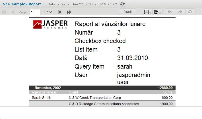 JasperReports Server User Guide Figure 5-26 A Report Localized for the Romanian Locale By default, the web interface elements appear in US English when you choose an unsupported locale, such as the