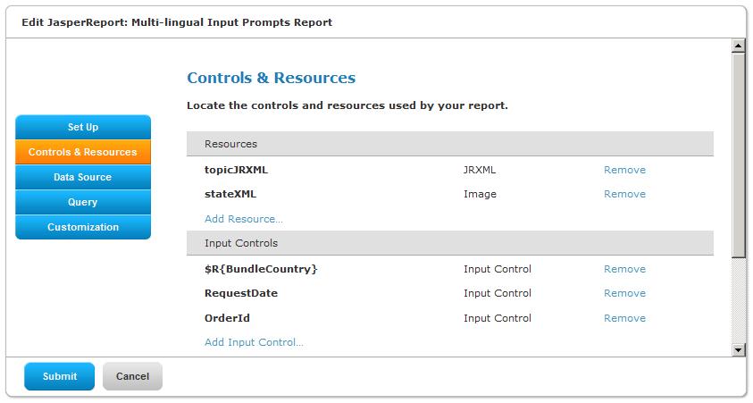 Chapter 5 Adding Reports Directly to the Repository Figure 5-32 Input Controls Include One Multi-lingual Input Control 10. Change the prompt text of the other input controls in a similar manner: a.