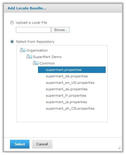 Chapter 7 Advanced Domain Features Figure 7-9 Add Security File and Add Locale Bundle Dialog Boxes There can be only one security file but any number of locale bundles.