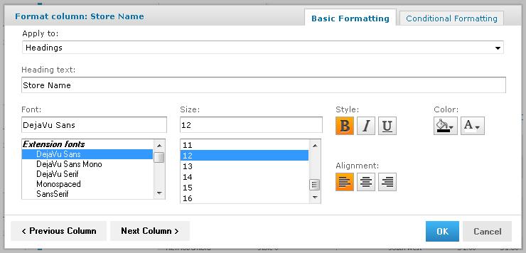 Chapter 3 Running Reports and the Report Viewer 3.3.1 Column Formatting You can customize the basic formatting of column headings and fields, using the Format Column dialog.