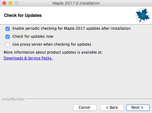 9. Choose whether you would like the installer to check for updates