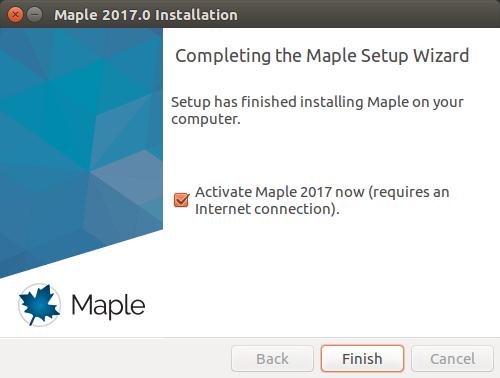 13. Decide if you would like to activate Maple 2017 now: