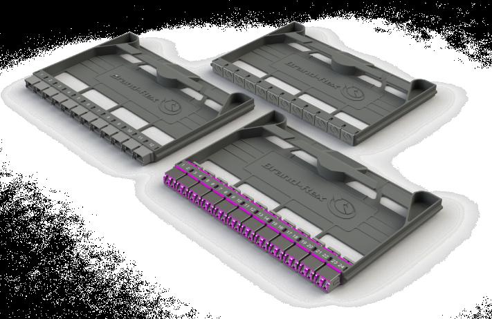HI-DEX OPEN CASSETTES HI-DEX open cassettes provide 24 fibre LC presentation or 144 fibre MTP presentation in a single cassette, giving a maximum density of 144 LC fibres or 864 MTP fibres in 1U.