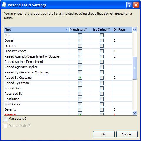 Field Summary screen The Field Summary screen displays all the fields currently used in your Wizard.