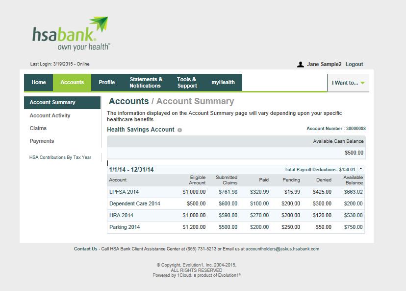Accounts The Accounts Tab offers the ability to view your account summary details, make a
