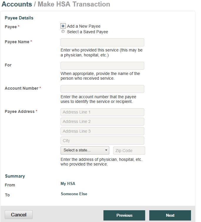 select a previously added payee to send payment to Enter the name of the person to be paid in the Payee Name field (information will appear on the printed check for