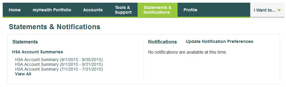 Statements & Notifications Statements The Statements & Notifications Tab provides access to statements and tax documents, and the ability to Update Notification Preferences.