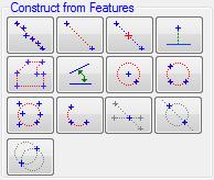 "Create on Image" from list: "Projection", "Vector ", "Polygon", "Angle", "Circle" and "Intersections": These buttons let you make measurements using previously generated measurements (see section