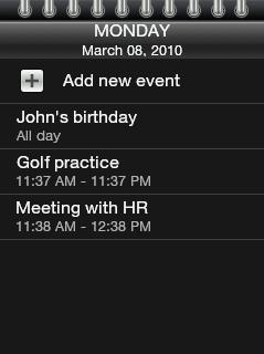 110 Chapter 8 More Apps Day view Agenda view Editing an event 1. Open Calendar. 2.