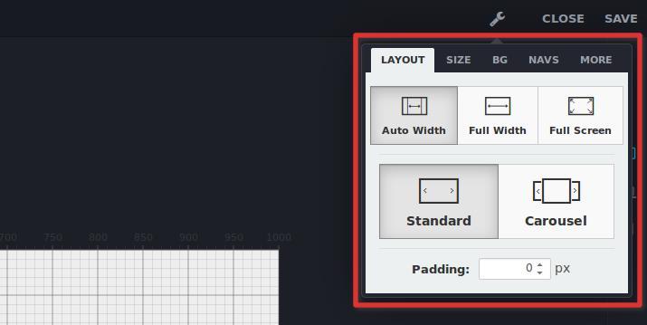 Configure a slider Clicking on the slider setting button to the right of the slider editting page, you will see a panel appearing that allows you to change your slider's configuration.