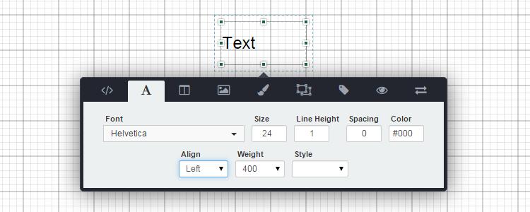 In the second tab you can customize the font, text size, some basic text styles or align the text.