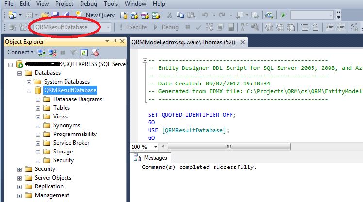 Click the script tab to select the script and click the Execute button to run the sql script.