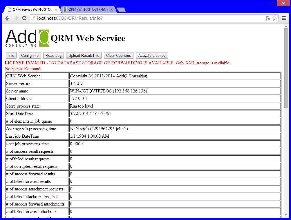 48 17.7 No Results in the QRM Web Application If everything appears to be installed correctly and your QRM clients have posted results, but there still is no QRM results in the QRM Web Application.