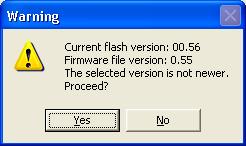 If any of the following messages appear, an incorrect firmware file was selected.