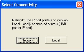 4 Select the appropriate connection for the environment where the printer is being used. For a network connection: The firmware updater searches the printers connected to the Local Area Network.